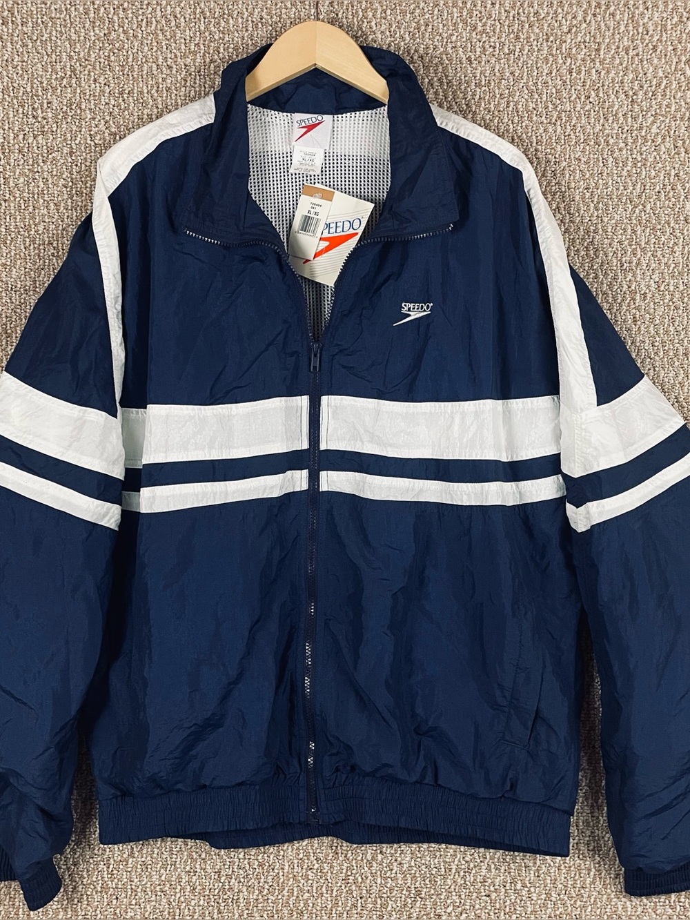 Vintage 90s Speedo Mens Track Jacket XL Blue Mesh Deadstock NWT USA Full Zip